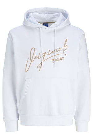 Jack & Jones Originals Jorsignature Pamuklu Relaxed Fit Kapüşonlu Baskılı Erkek Sweat 12281990 BEYAZ