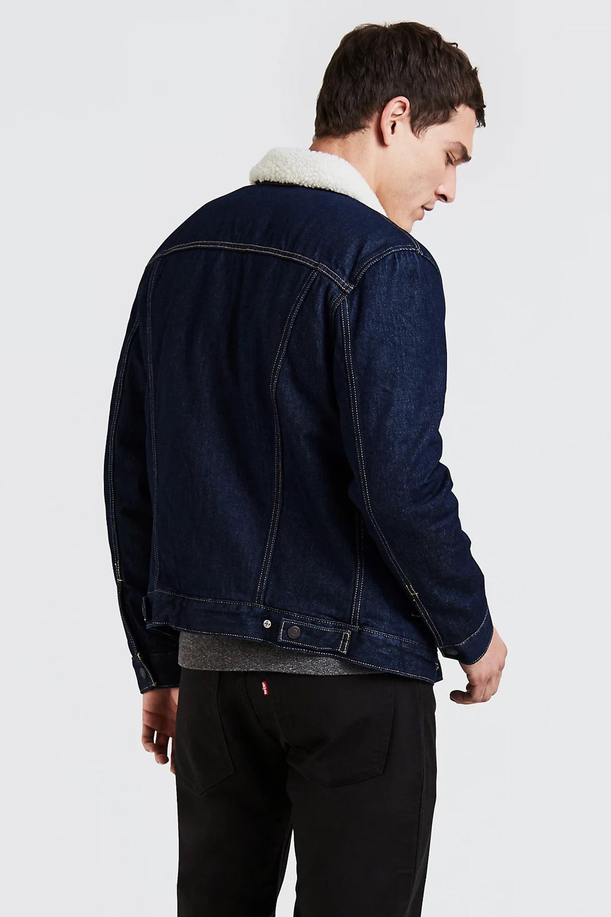 Levi's Kalın Peluş Astarlı % 100 Pamuk Regular Fit Cepli Erkek Kot Ceket 16365-0084 LACİVERT