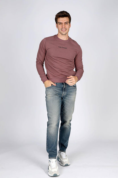 Lee Cooper Dorre Baskılı Pamuklu Regular Fit Sıfır Yaka Erkek Sweat 251 LCM 241021 3851 GÜL KURUSU