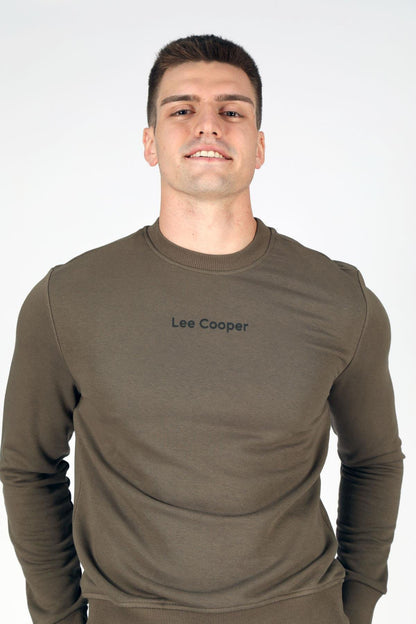 Lee Cooper Dorre Baskılı Pamuklu Regular Fit Sıfır Yaka Erkek Sweat 251 LCM 241021 9220 Olive