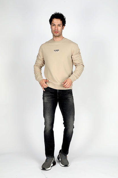 Lee Cooper Frose Baskılı Pamuklu Regular Fit Sıfır Yaka Erkek Sweat 251 LCM 241022 1201 BEJ