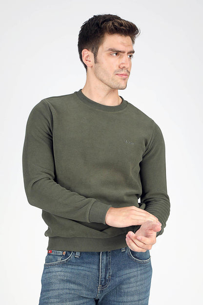 Lee Cooper Newwade Pamuklu Regular Fit Sıfır Yaka Erkek Sweat 251 LCM 241042 5203 AÇIK HAKİ