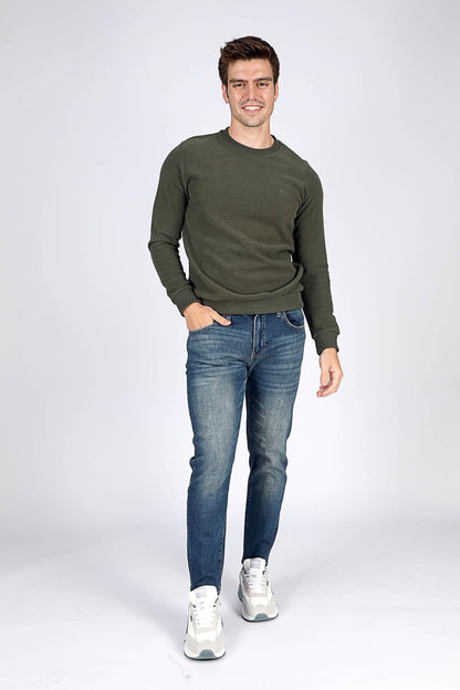 Lee Cooper Newwade Pamuklu Regular Fit Sıfır Yaka Erkek Sweat 251 LCM 241042 5203 AÇIK HAKİ