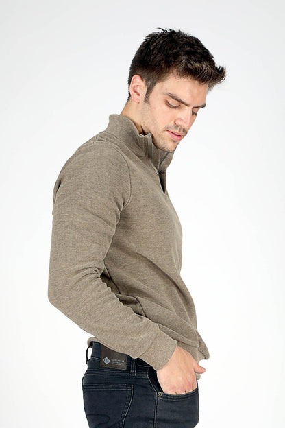 Lee Cooper Luke Pamuklu Regular Fit Yarım Fermuarlı Dik Yaka Erkek Sweat 251 LCM 241045 6103 VİZON