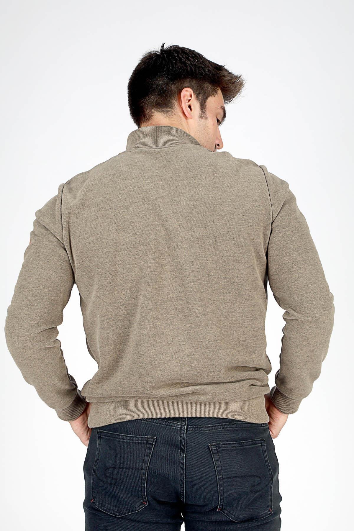 Lee Cooper Luke Pamuklu Regular Fit Yarım Fermuarlı Dik Yaka Erkek Sweat 251 LCM 241045 6103 VİZON