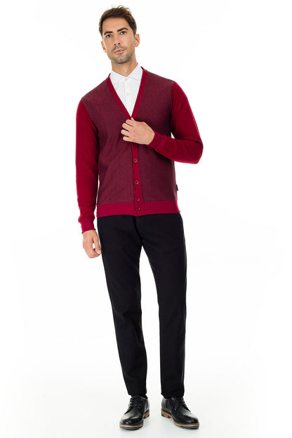 Buratti Slim Fit V Yaka Erkek Hırka 456405 BORDO