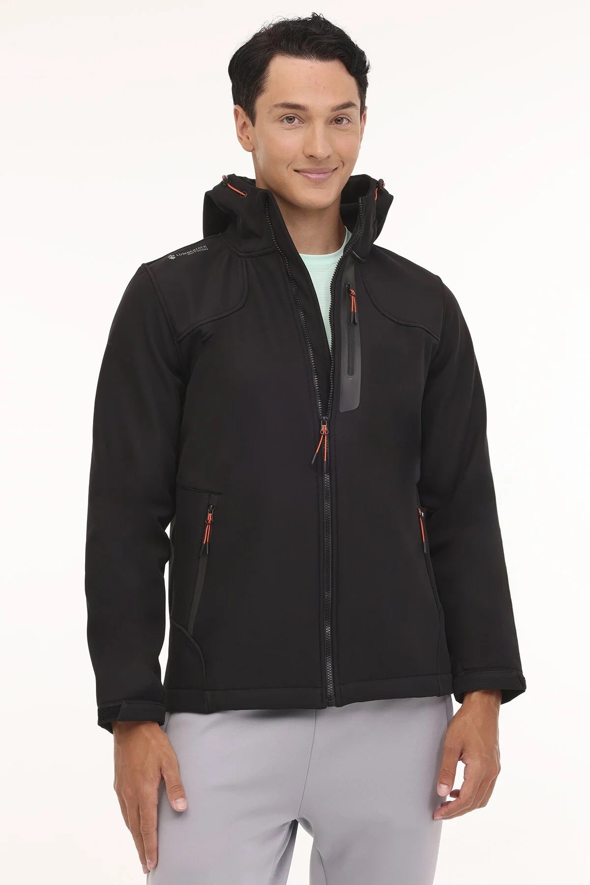 Lumberjack Rüzgara ve Suya Dayanıklı Regular Fit Kapüşonlu Softshell Erkek Mont 1GT17 4PR SİYAH