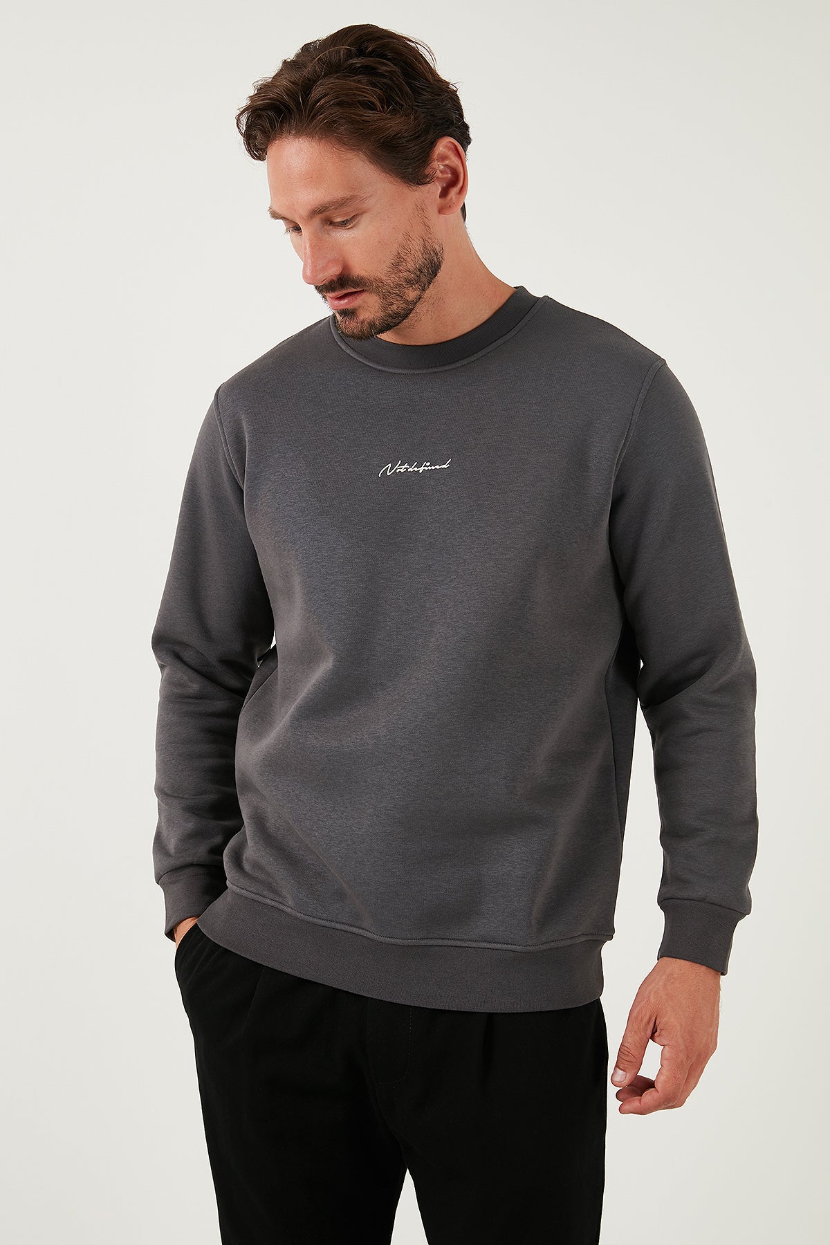 Buratti Pamuklu Regular Fit Bisiklet Yaka Erkek Sweat 59050121 ANTRASİT