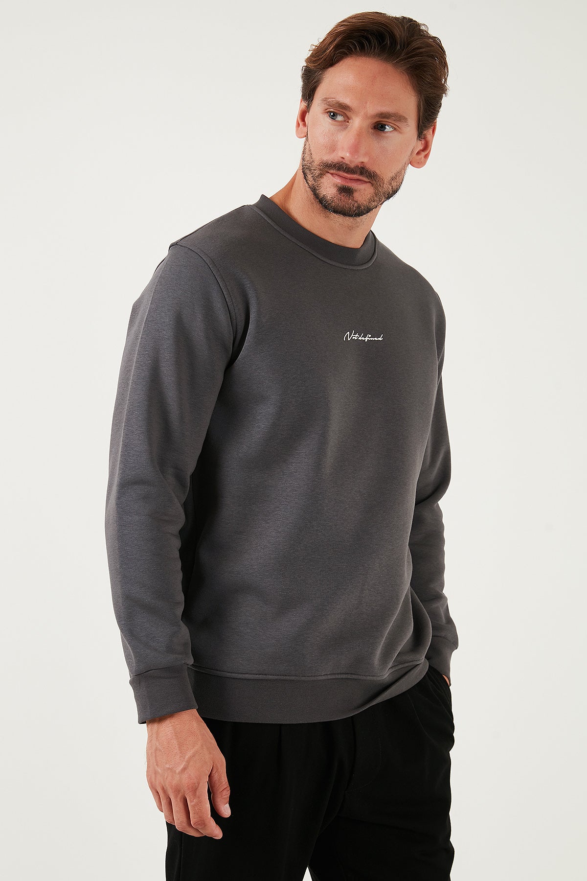 Buratti Pamuklu Regular Fit Bisiklet Yaka Erkek Sweat 59050121 ANTRASİT