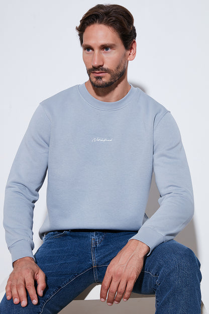 Buratti Pamuklu Regular Fit Bisiklet Yaka Erkek Sweat 59050121 AÇIK GRİ