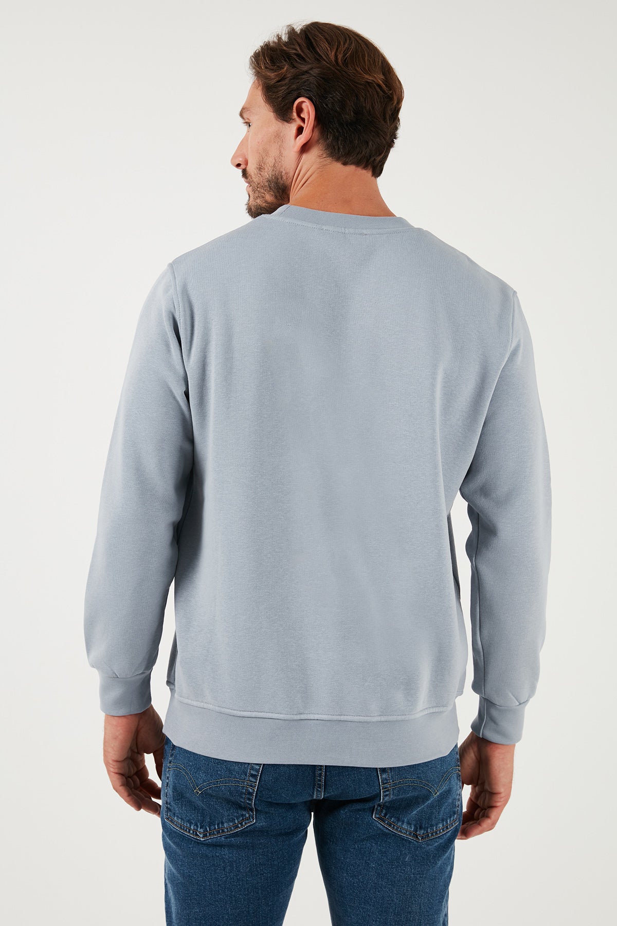 Buratti Pamuklu Regular Fit Bisiklet Yaka Erkek Sweat 59050121 AÇIK GRİ