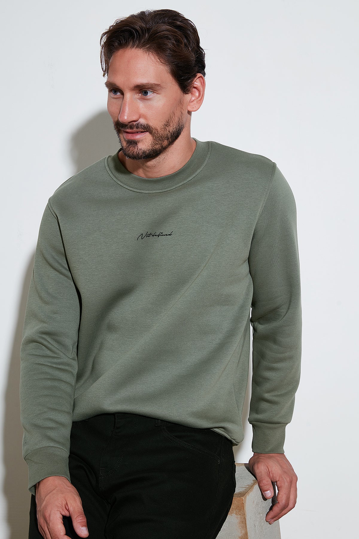 Buratti Pamuklu Regular Fit Bisiklet Yaka Erkek Sweat 59050121 HAKİ