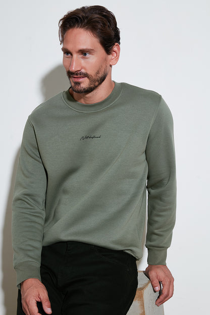 Buratti Pamuklu Regular Fit Bisiklet Yaka Erkek Sweat 59050121 HAKİ