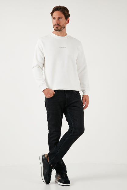 Buratti Pamuklu Regular Fit Bisiklet Yaka Erkek Sweat 59050121 EKRU