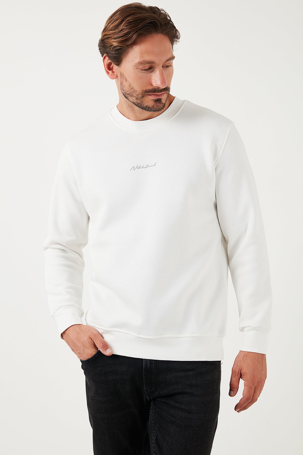 Buratti Pamuklu Regular Fit Bisiklet Yaka Erkek Sweat 59050121 EKRU