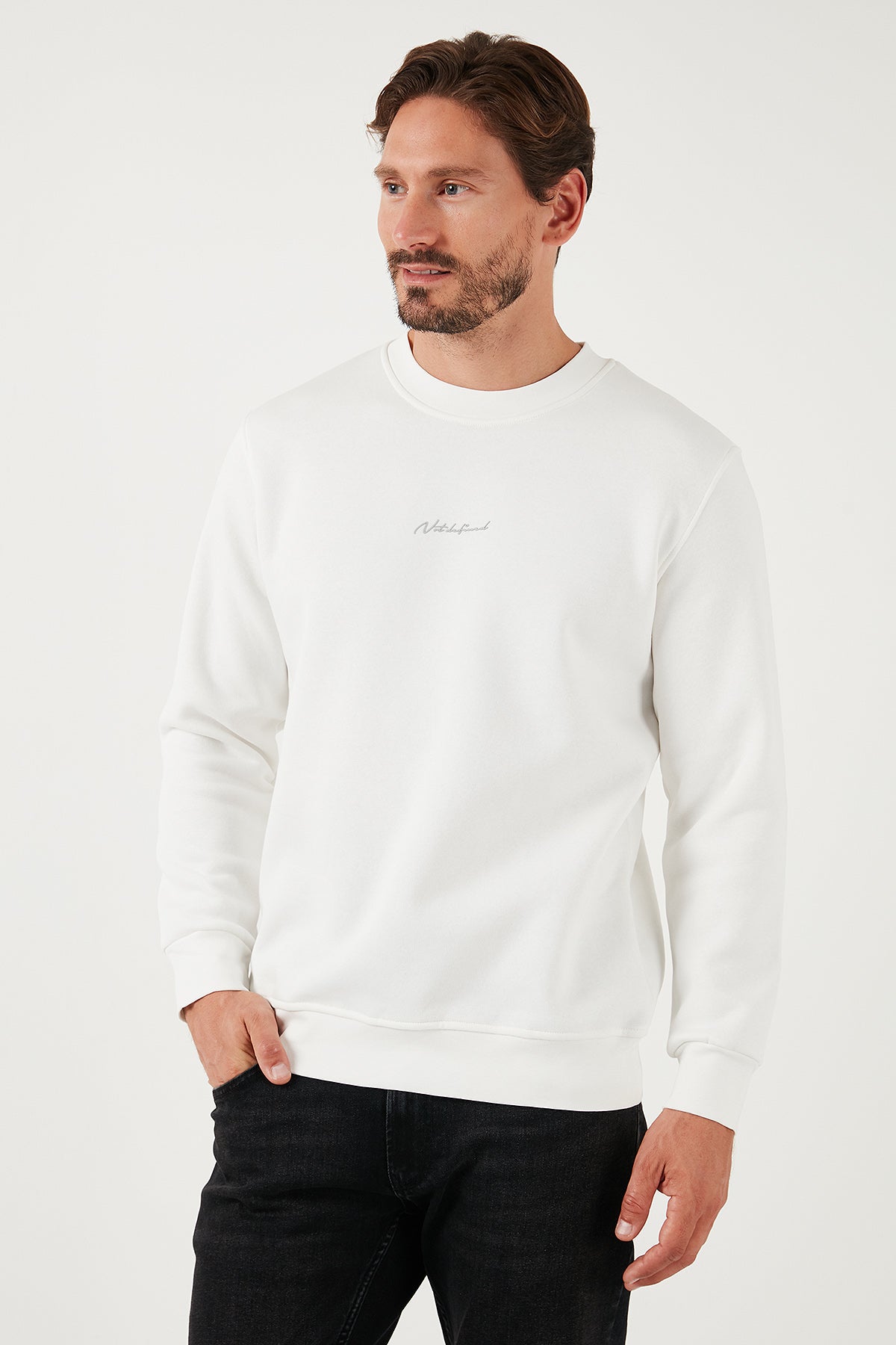 Buratti Pamuklu Regular Fit Bisiklet Yaka Erkek Sweat 59050121 EKRU