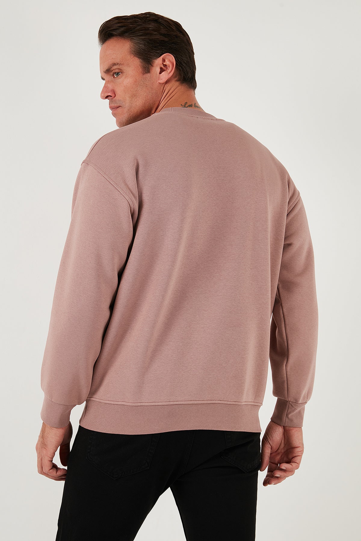 Buratti Regular Fit Bisiklet Yaka Pamuklu İçi Tüylü Yumuşak Şardonlu Erkek Sweat 5905255 GÜL