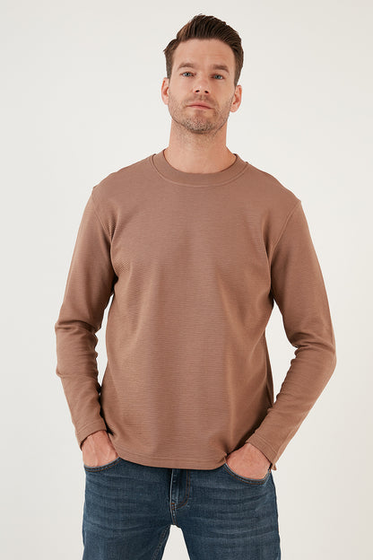 Buratti % 100 Pamuk Bisiklet Yaka Regular Fit Erkek Sweat 5905406 SAFARİ