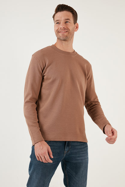 Buratti % 100 Pamuk Bisiklet Yaka Regular Fit Erkek Sweat 5905406 SAFARİ