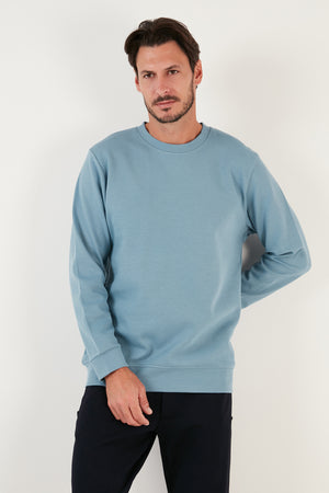 Buratti Pamuklu Bisiklet Yaka Regular Fit Basic Erkek Sweat 5905521 MAVİ