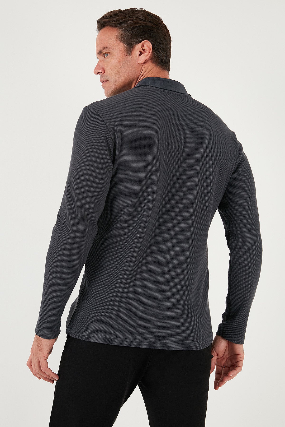 Buratti Pamuklu Regular Fit Düğmeli Polo Yaka Erkek Sweat 5905708 ANTRASİT