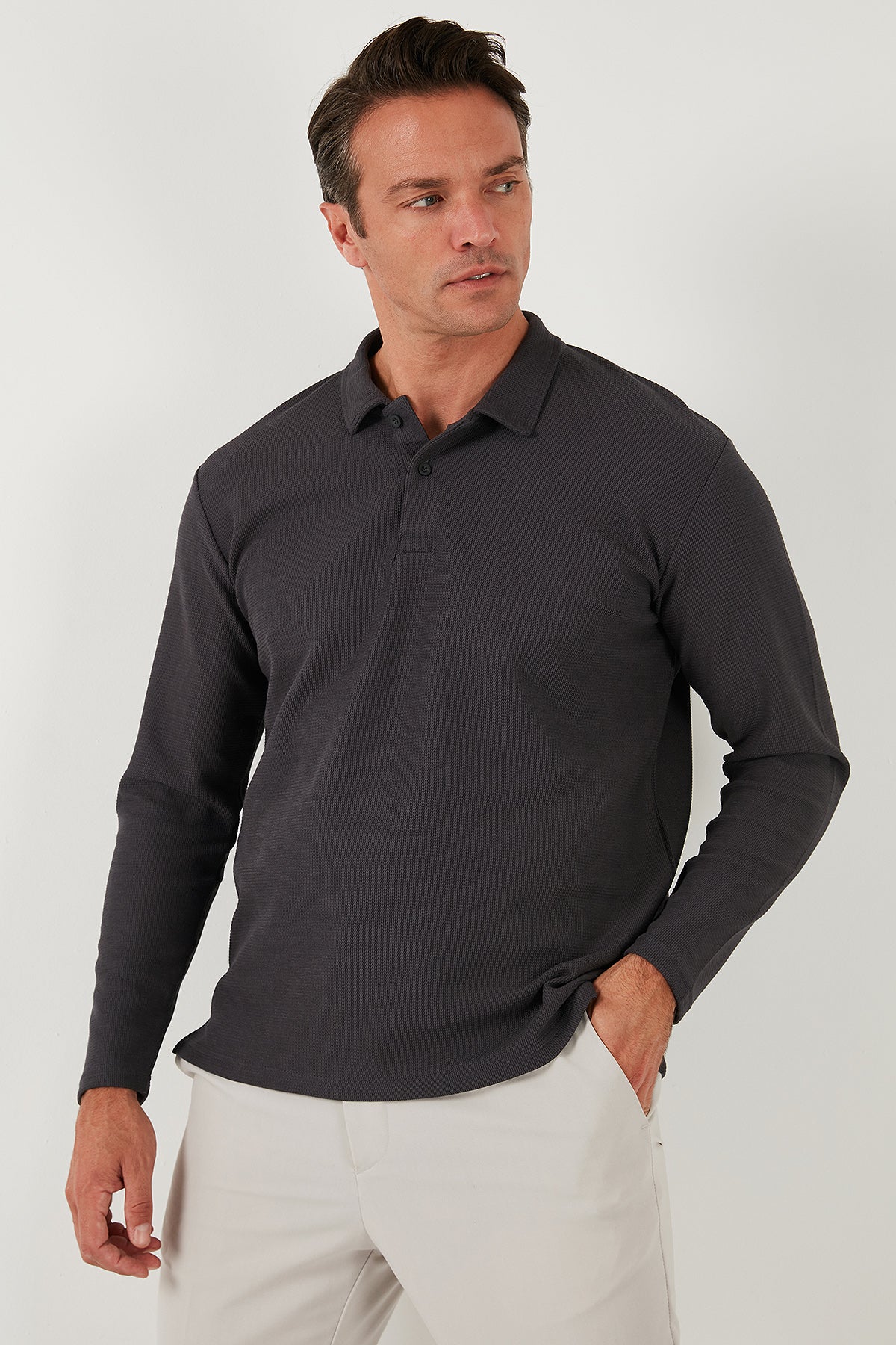 Buratti Pamuklu Regular Fit Polo Yaka Erkek Sweat 5905715 ANTRASİT