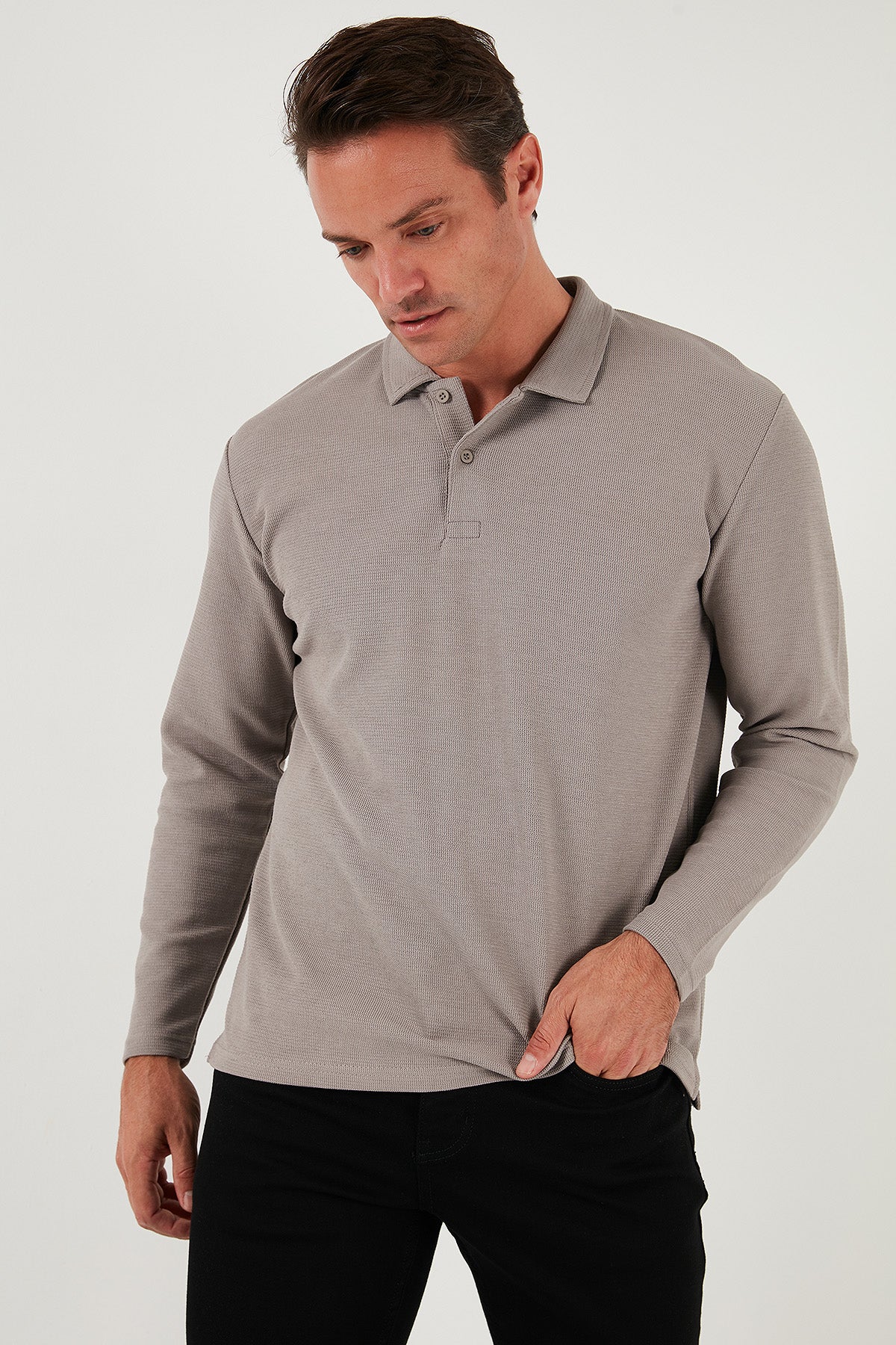 Buratti Pamuklu Regular Fit Polo Yaka Erkek Sweat 5905715 Kül