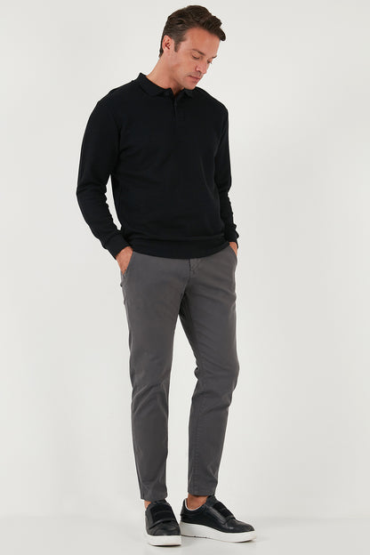 Buratti Pamuklu Regular Fit Düğmeli Polo Yaka Erkek Sweat 5905739 SİYAH