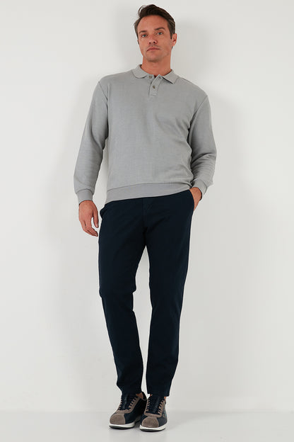 Buratti Pamuklu Regular Fit Düğmeli Polo Yaka Erkek Sweat 5905739 GRİ