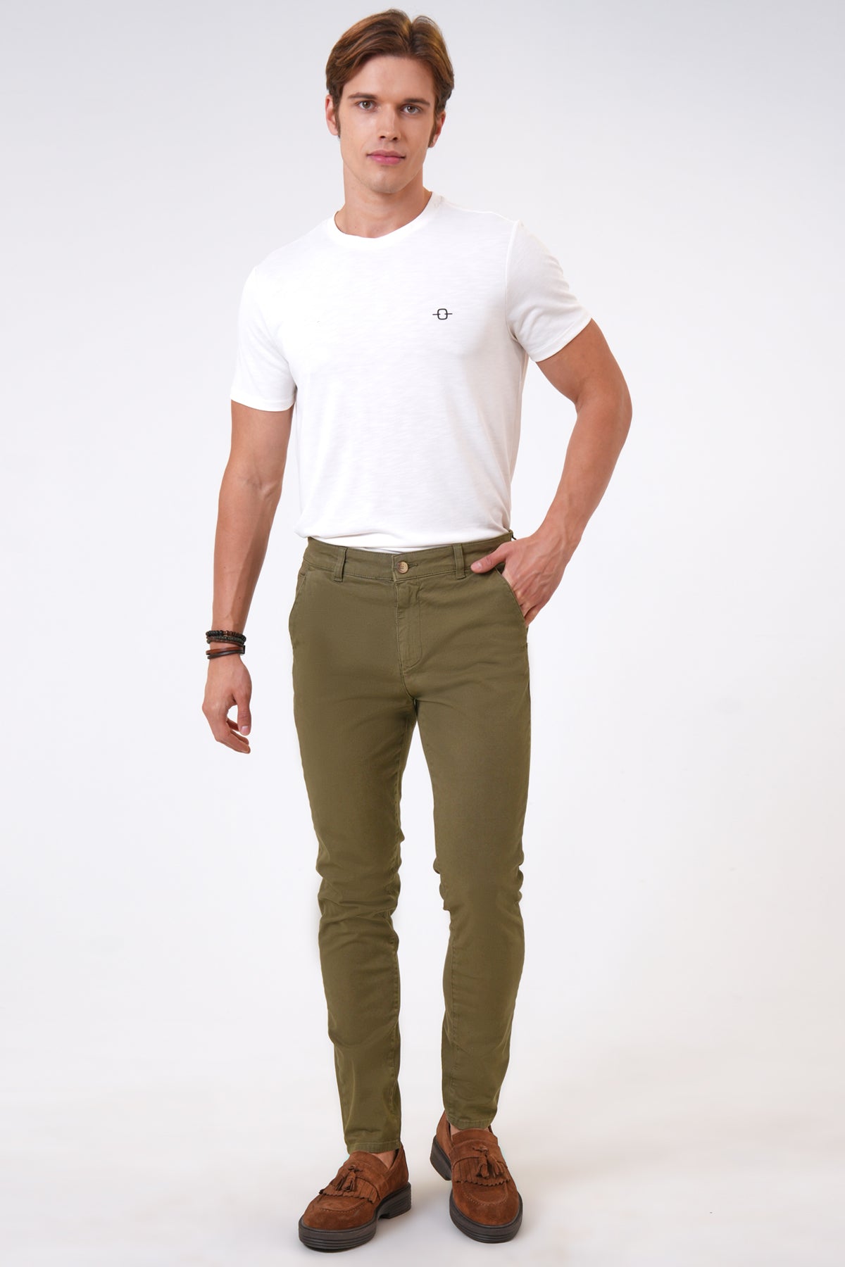 Back & Bond Pamuklu Slim Fit Chino Erkek Pantolon B33W30010 130 YEŞİL