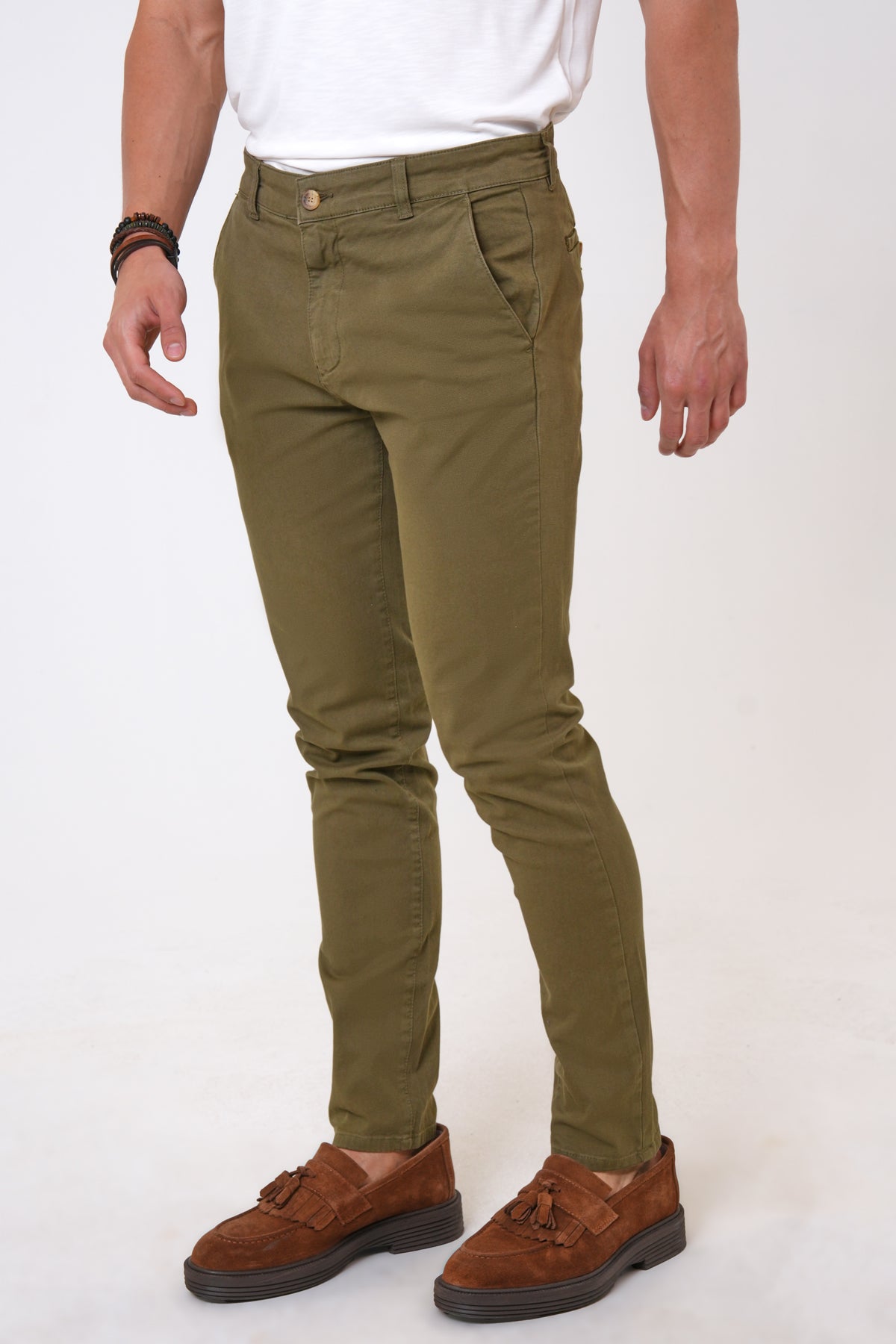 Back & Bond Pamuklu Slim Fit Chino Erkek Pantolon B33W30010 130 YEŞİL