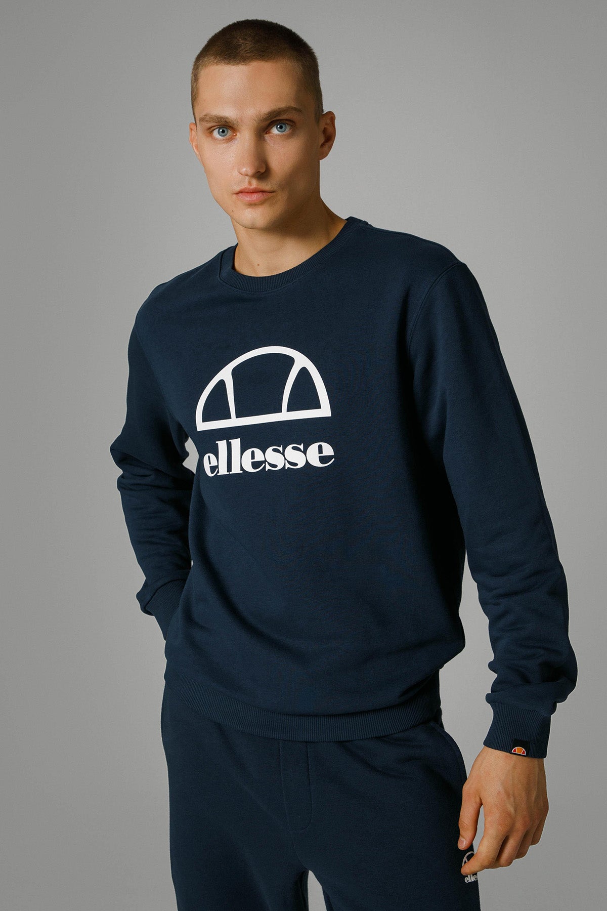 Ellesse Pamuklu Regular Fit Bisiklet Yaka Erkek Sweat EM255-NV LACİVERT