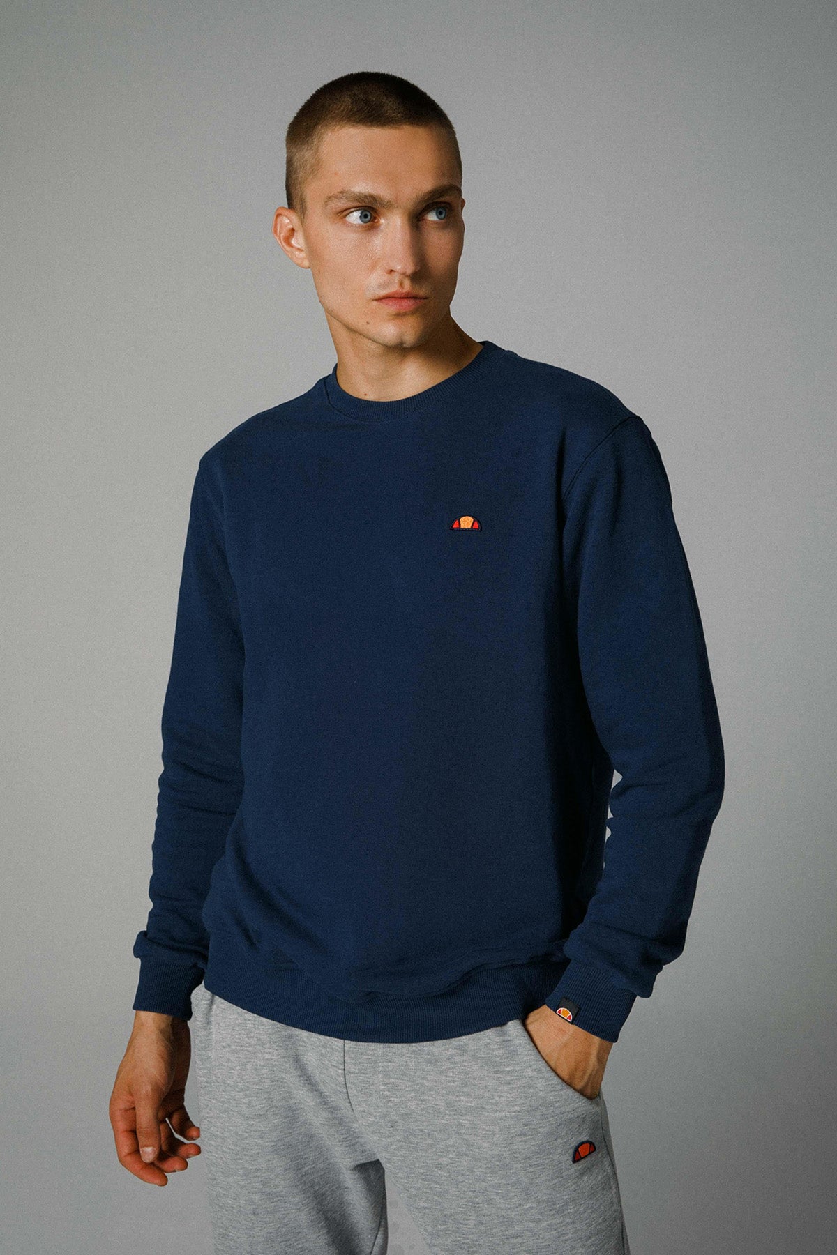 Ellesse Pamuklu Regular Fit Bisiklet Yaka Erkek Sweat EM466-NV LACİVERT