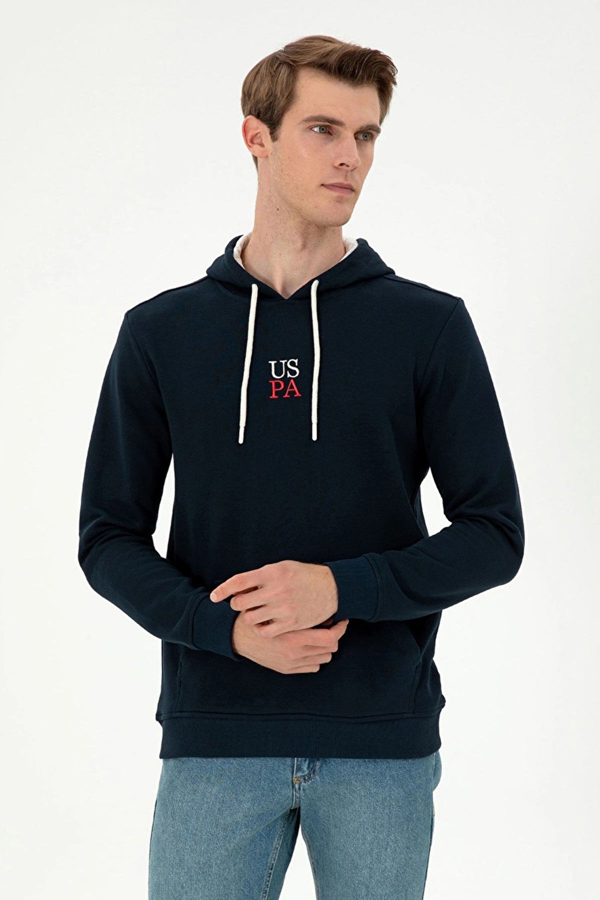 U.S. Polo Pamuk Karışımlı Regular Fit Kapüşonlu Yaka Erkek Sweat G081GL0821943515 LACİVERT