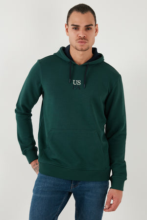 U.S. Polo Pamuk Karışımlı Regular Fit Kapüşonlu Yaka Erkek Sweat G081GL0821943515 KOYU YEŞİL