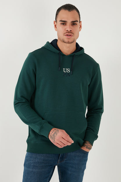 U.S. Polo Pamuk Karışımlı Regular Fit Kapüşonlu Yaka Erkek Sweat G081GL0821943515 KOYU YEŞİL