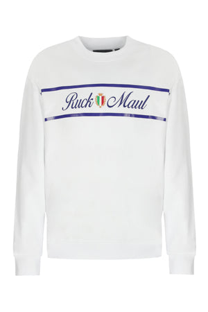 Ruck & Maul %100 Pamuk Oversize Bisiklet Yaka Yazı Baskılı Erkek Sweat RMM088000001 23025 BEYAZ