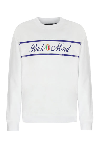 Ruck & Maul %100 Pamuk Oversize Bisiklet Yaka Yazı Baskılı Erkek Sweat RMM088000001 23025 BEYAZ