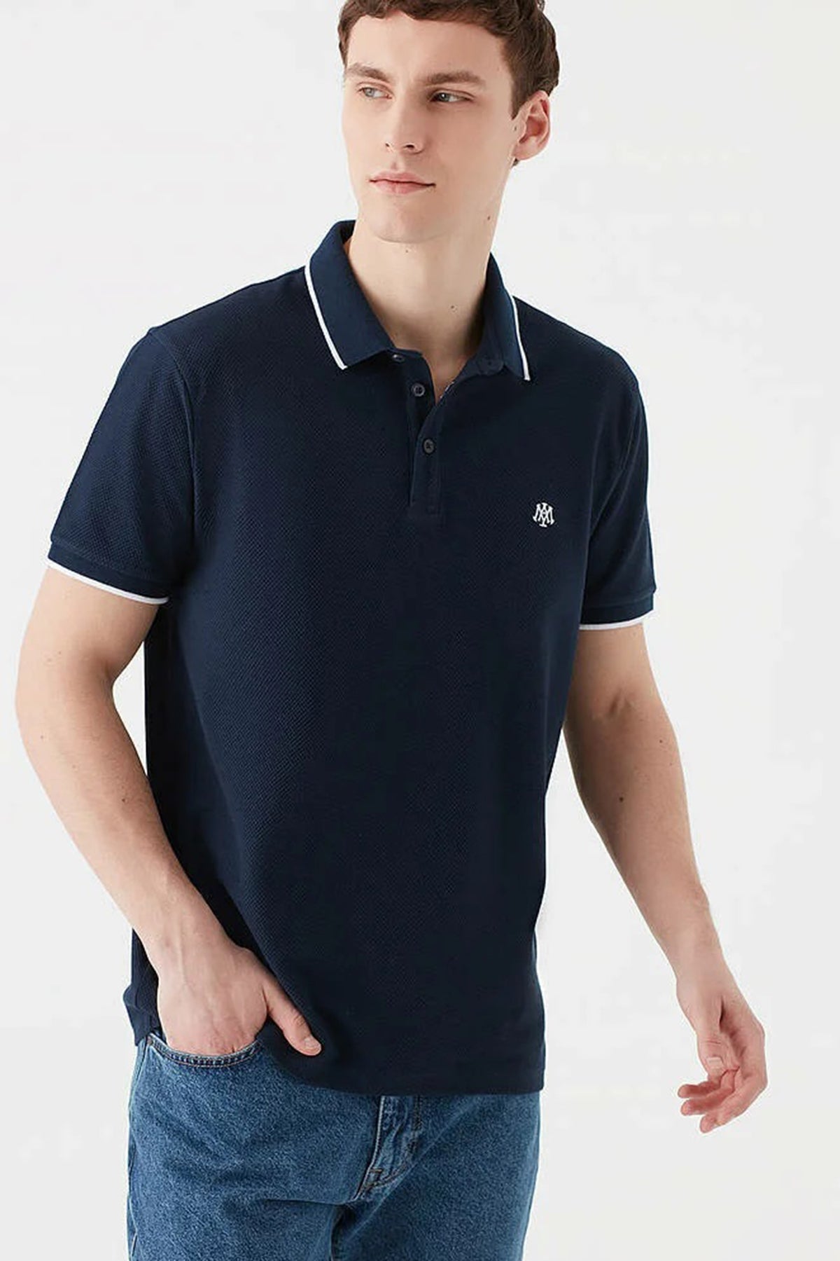 Mavi Slim Fit % 100 Pamuk Düğmeli Erkek Polo Yaka T Shirt 066039-30651 LACİVERT