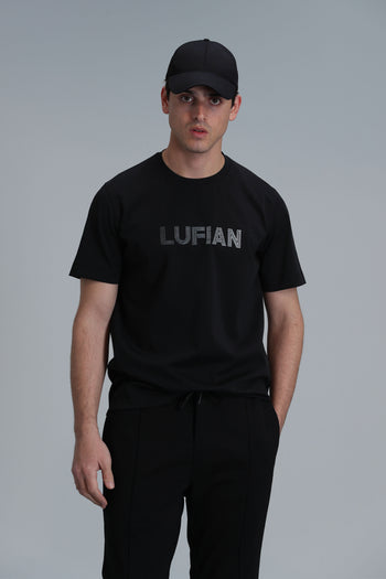 Lufian Benjamin Logolu Pamuk Karışımlı Bisiklet Yaka Regular Fit Erkek T Shirt 111020197 SİYAH