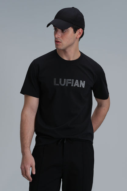 Lufian Benjamin Logolu Pamuk Karışımlı Bisiklet Yaka Regular Fit Erkek T Shirt 111020197 SİYAH