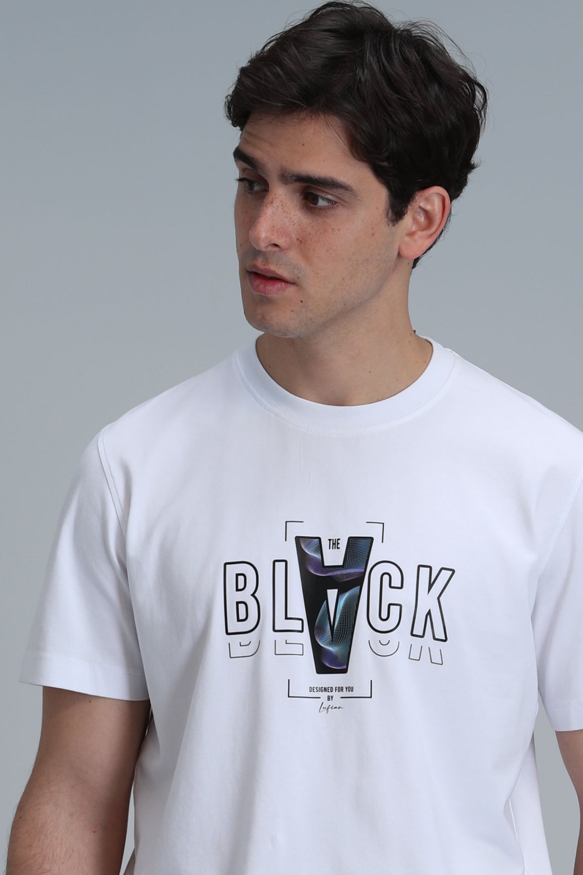 Lufian Adrian Baskılı Pamuklu Bisiklet Yaka Regular Fit Erkek T Shirt 111020199 BEYAZ