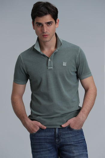 Lufian Vernon % 100 Pamuk Regular Fit Düğmeli Erkek Polo Yaka T Shirt 111040163 Nefti-Yeşil