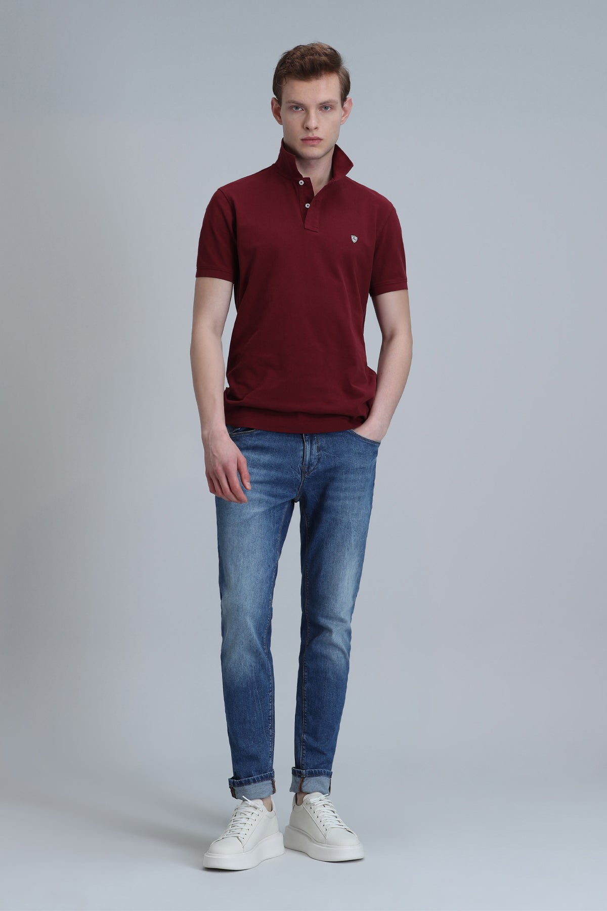 Lufian Laon % 100 Pamuk Regular Fit Düğmeli Erkek Polo Yaka T Shirt 111040164 BORDO