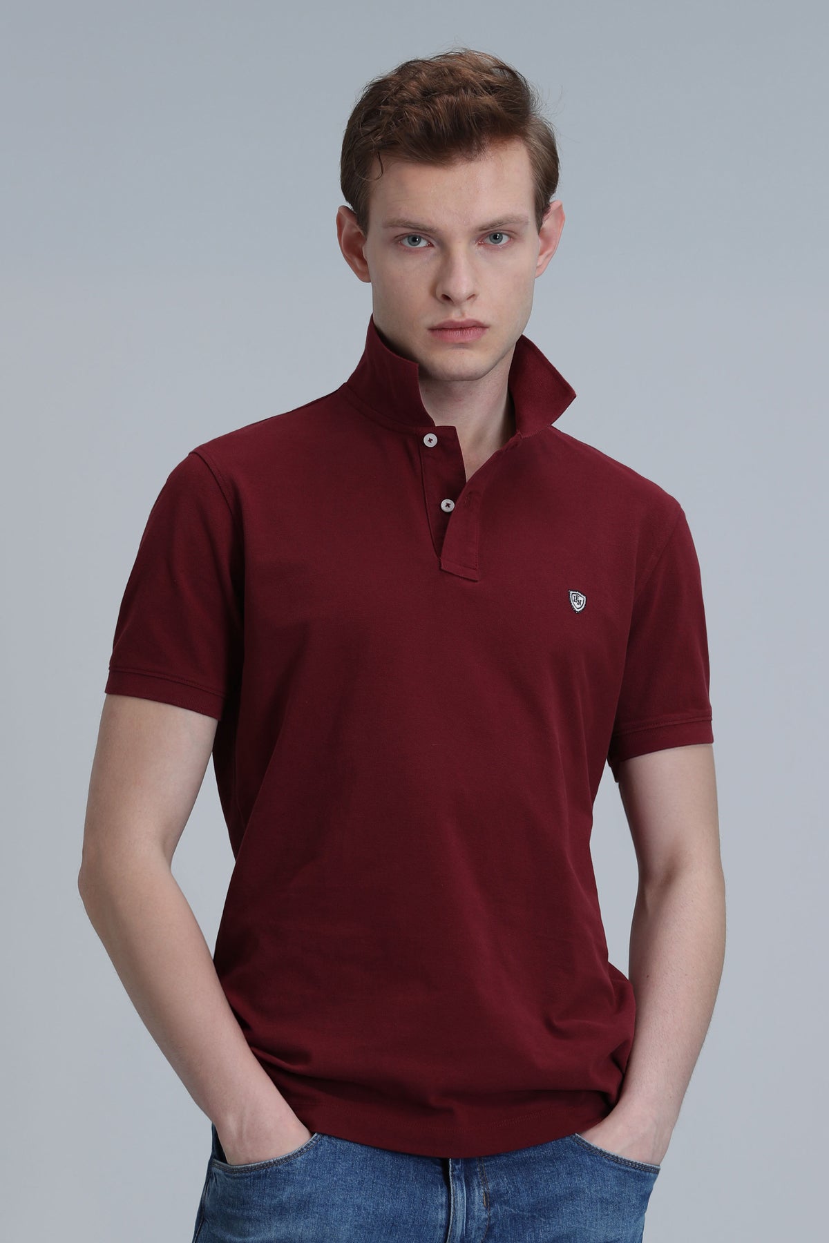 Lufian Laon % 100 Pamuk Regular Fit Düğmeli Erkek Polo Yaka T Shirt 111040164 BORDO