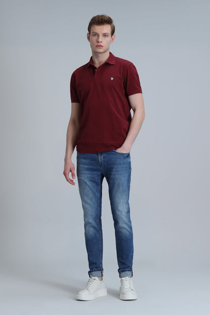 Lufian Laon % 100 Pamuk Regular Fit Düğmeli Erkek Polo Yaka T Shirt 111040164 BORDO