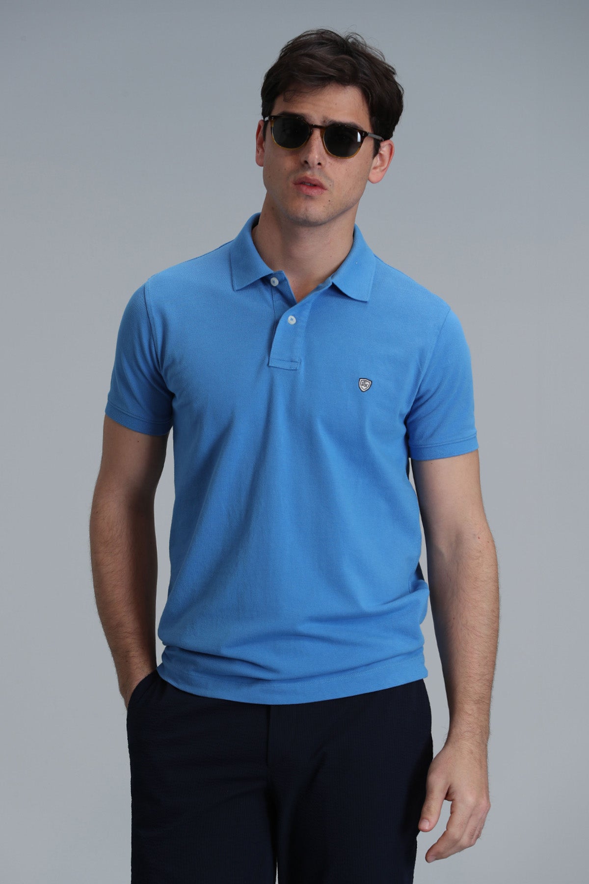 Lufian Laon % 100 Pamuk Regular Fit Düğmeli Erkek Polo Yaka T Shirt 111040164 AÇIK MAVİ