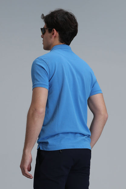 Lufian Laon % 100 Pamuk Regular Fit Düğmeli Erkek Polo Yaka T Shirt 111040164 AÇIK MAVİ