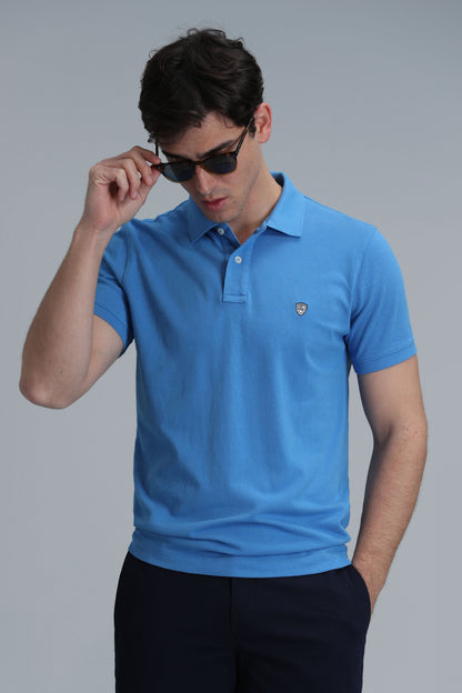 Lufian Laon % 100 Pamuk Regular Fit Düğmeli Erkek Polo Yaka T Shirt 111040164 AÇIK MAVİ