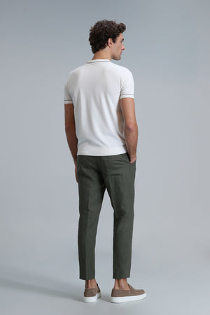 Lufian Karl % 100 Keten Slim Fit Chino Erkek Pantolon 111190328 YEŞİL